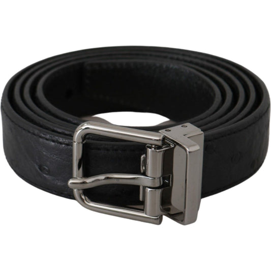 Dolce & Gabbana Elegant Exotic Skin Designer Belt Belt black-exotic-skin-pattern-silver-buckle-belt