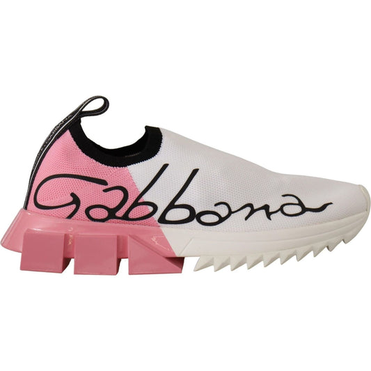 Dolce & Gabbana Elegant Sorrento Slip-On Sneakers in White & Pink pink-white-logo-womens-sorrento-sneakers IMG_9920-1-scaled-5d694ecf-868.jpg