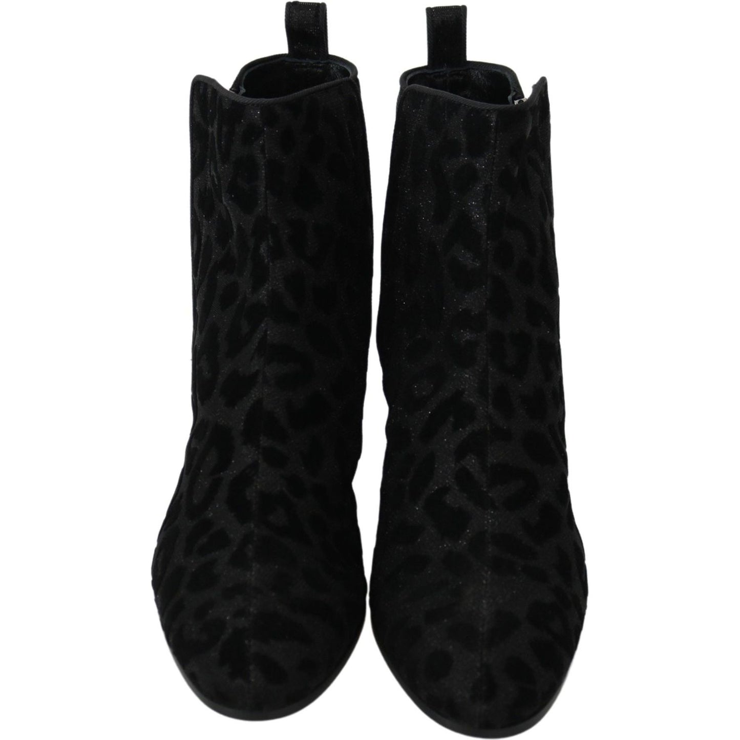 Dolce & Gabbana Elegant Black Leopard Print Short Boots black-leopard-short-boots-zipper-shoes