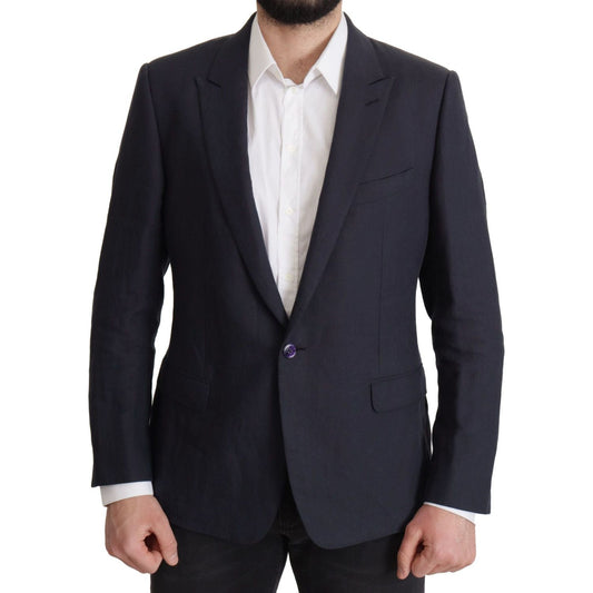 Dolce & Gabbana Elegant Linen Single Breasted Blazer dark-blue-alta-sartoria-jacket-coat-blazer IMG_9921-scaled-1c06d36e-34f.jpg