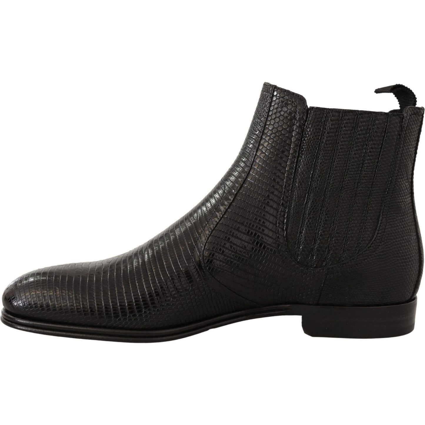 Dolce & Gabbana Elegant Black Leather Lizard Skin Derby Boots MAN BOOTS black-leather-lizard-skin-ankle-boots