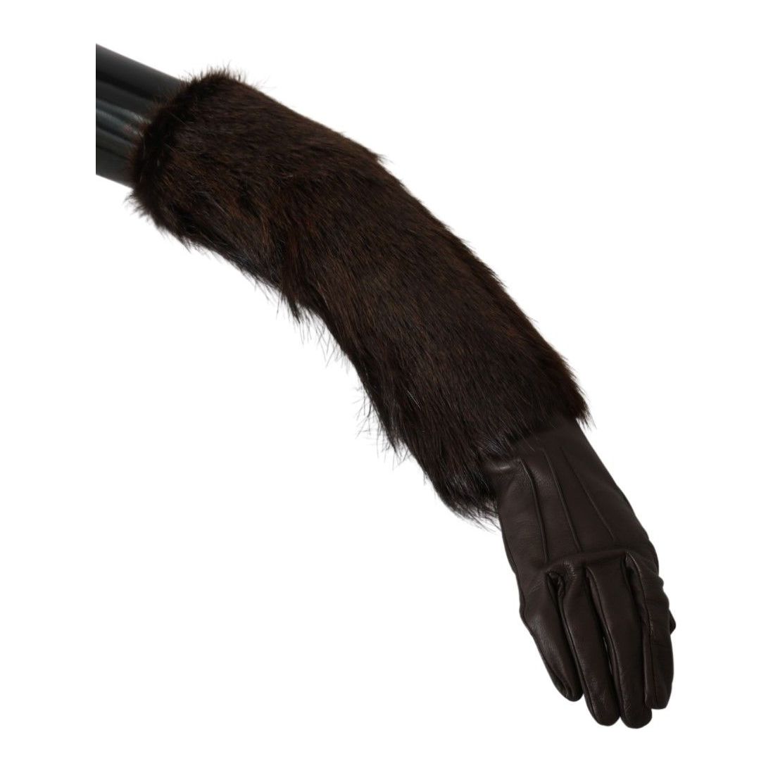 Dolce & Gabbana Elegant Elbow Length Leather Gloves brown-elbow-length-mittens-leather-fur-gloves IMG_9937-2-06e3a8a4-94f.jpg