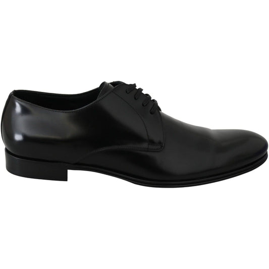 Dolce & Gabbana Elegant Black Leather Derby Shoes derby-napoli-black-leather-dress-formal-shoes