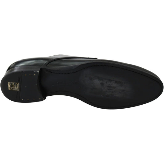 Dolce & Gabbana Elegant Black Leather Derby Shoes derby-napoli-black-leather-dress-formal-shoes IMG_9941-scaled-c0cdb49f-46e.jpg
