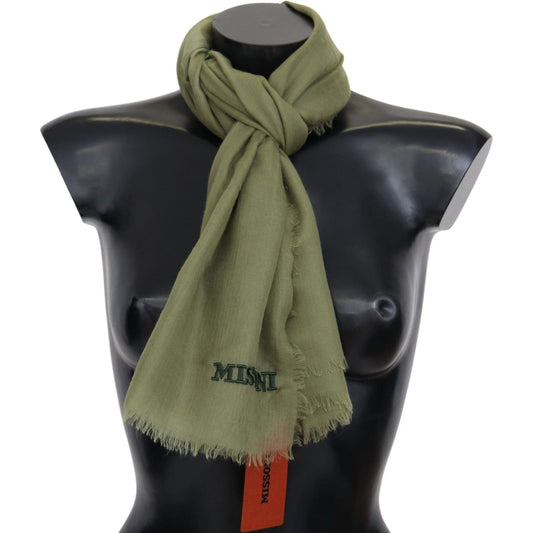 Missoni Elegant Cashmere Fringed Scarf green-cashmere-unisex-neck-wrap-scarf