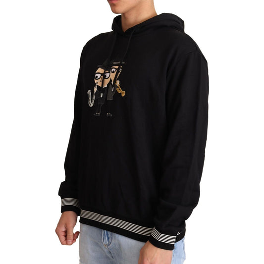 Dolce & Gabbana Elegant Embroidered Black Cotton Sweater black-cotton-hooded-dgfamily-sweater
