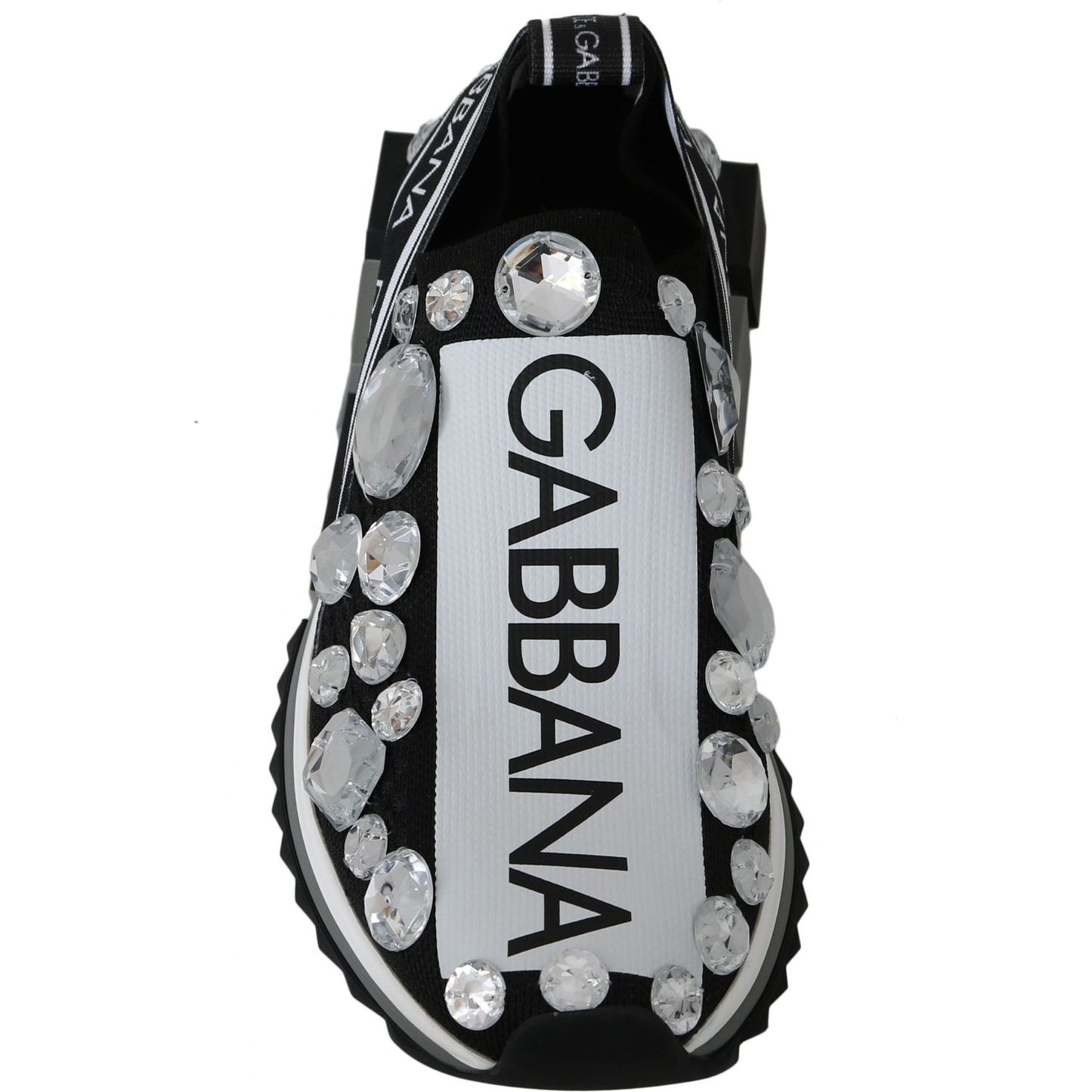 Dolce & Gabbana Chic Monochrome Crystal Studded Sneakers black-white-crystal-womens-sneakers-shoes