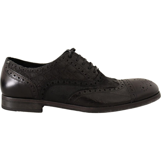 Dolce & Gabbana Exotic Leather Brogue Derby Dress Shoes MAN LOAFERS black-leather-brogue-wing-tip-men-formal-shoes