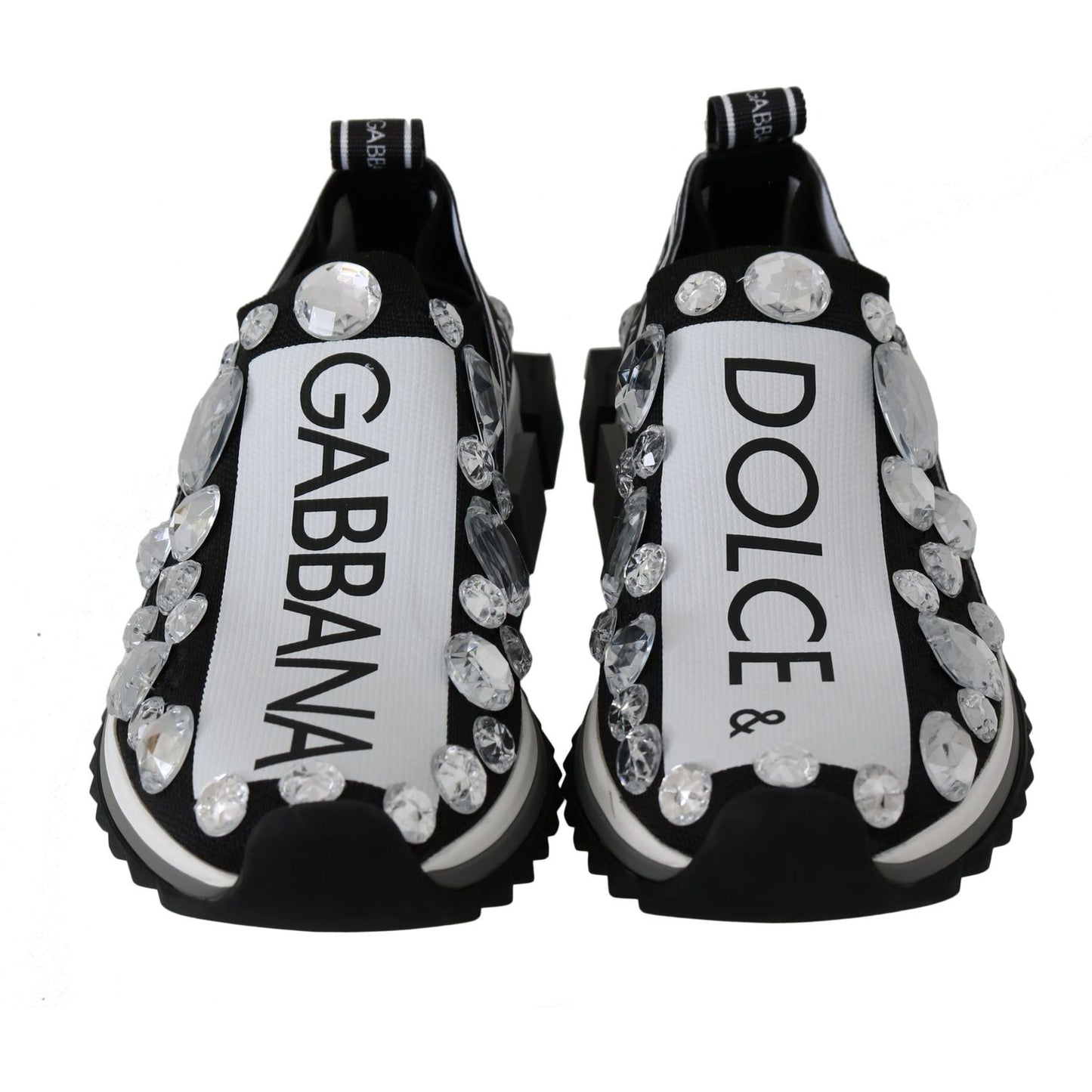 Dolce & Gabbana Chic Monochrome Crystal Studded Sneakers black-white-crystal-womens-sneakers-shoes