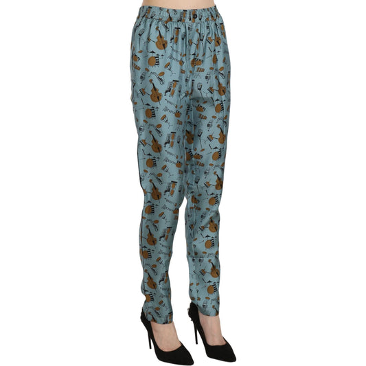 Dolce & GabbanaHigh Waist Tapered Silk Pants in Blue PrintMcRichard Designer Brands£379.00