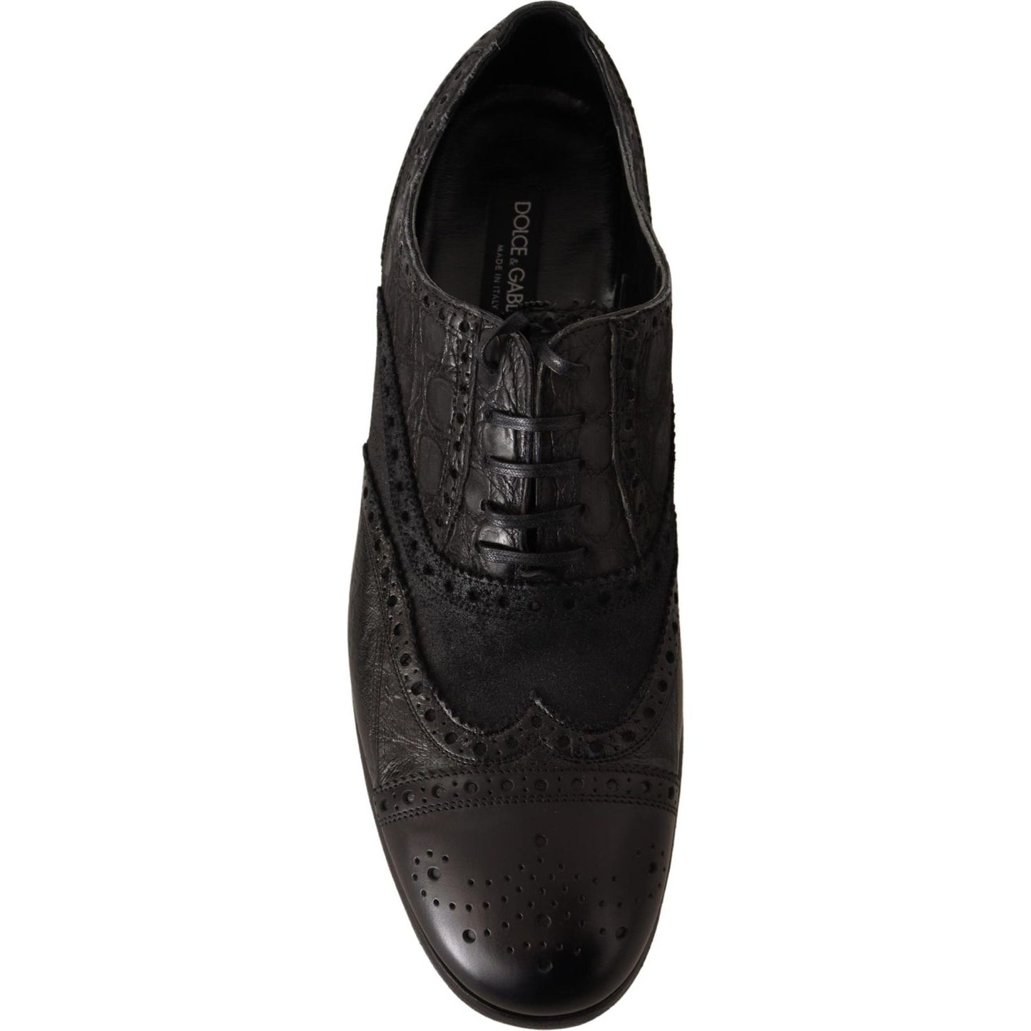 Dolce & Gabbana Exotic Leather Brogue Derby Dress Shoes MAN LOAFERS black-leather-brogue-wing-tip-men-formal-shoes