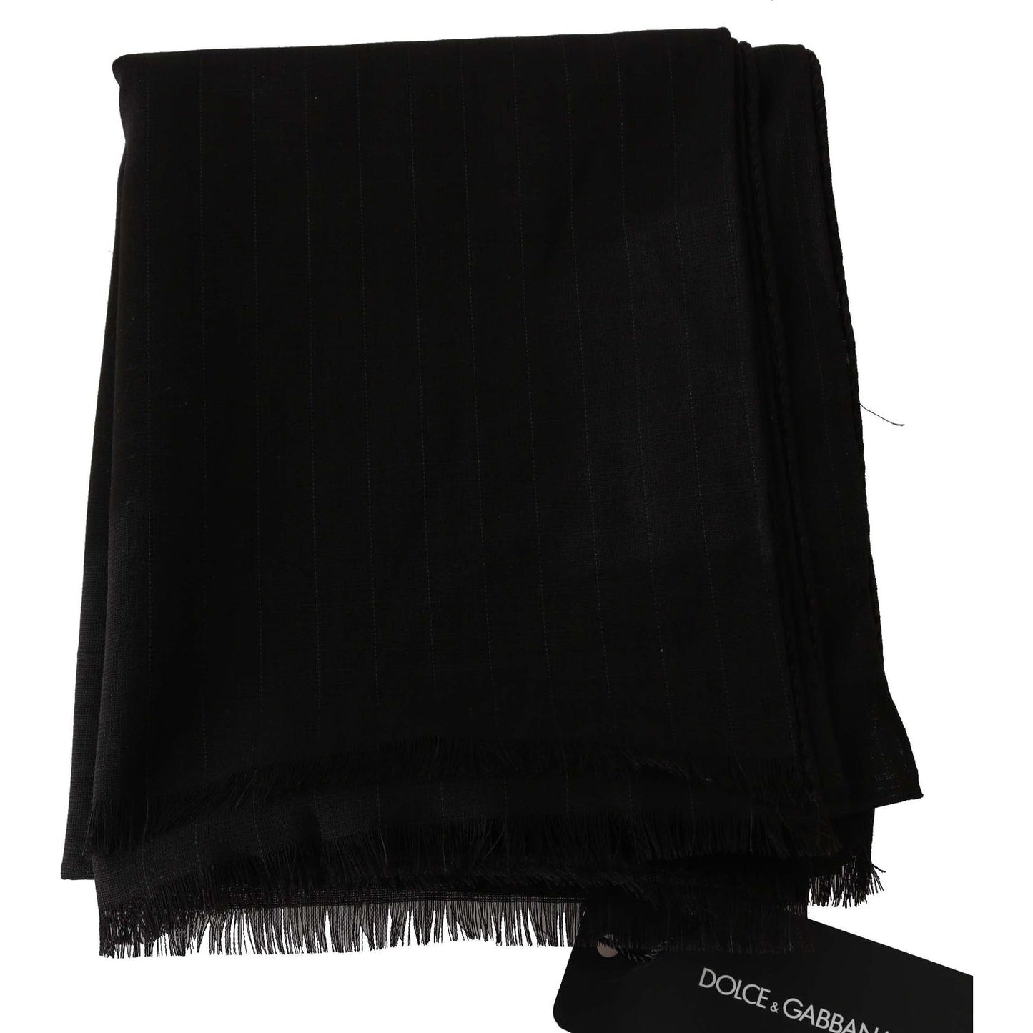 Dolce & Gabbana Elegant Striped Wool Men's Scarf Wool Wrap Shawls brown-virgin-wool-striped-pattern-wrap-scarf