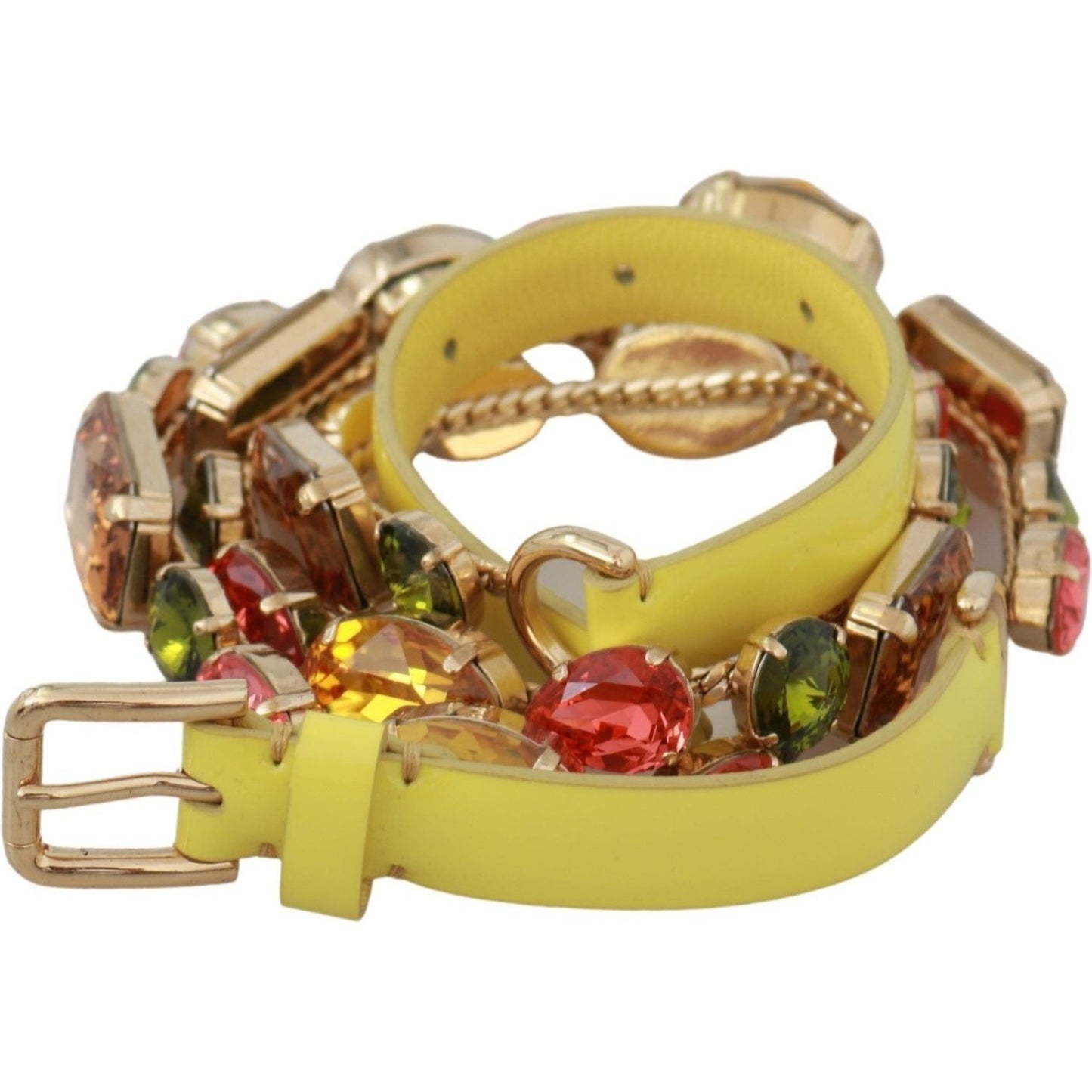 Dolce & Gabbana Stunning Crystal-Embellished Leather Belt yellow-gold-multicolor-crystals-waist-belt Belt