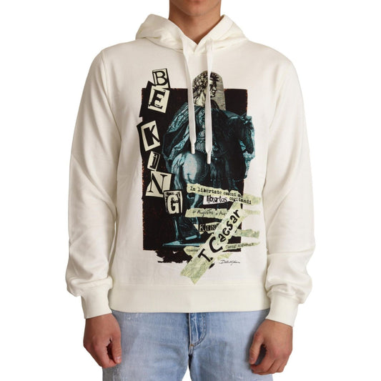 Dolce & Gabbana Regal King Motif Hooded Pullover Sweater white-king-ceasar-cotton-hooded-sweater