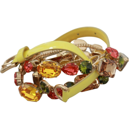 Dolce & Gabbana Stunning Crystal-Embellished Leather Belt Belt yellow-gold-multicolor-crystals-waist-belt