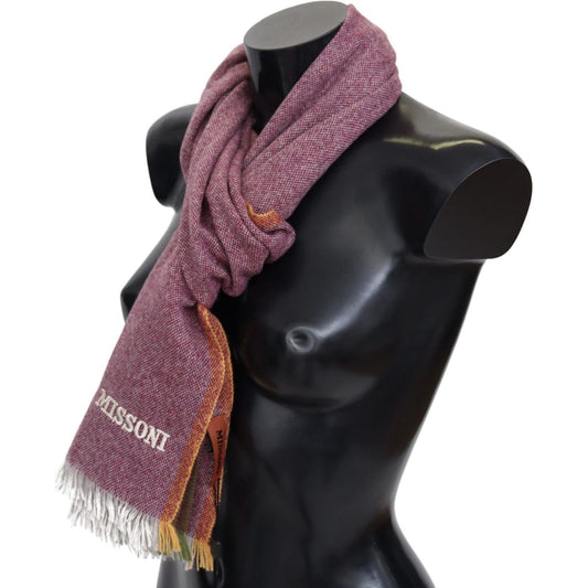 Missoni Chic Maroon Cashmere Scarf with Logo Embroidery maroon-100-cashmere-unisex-wrap-scarf