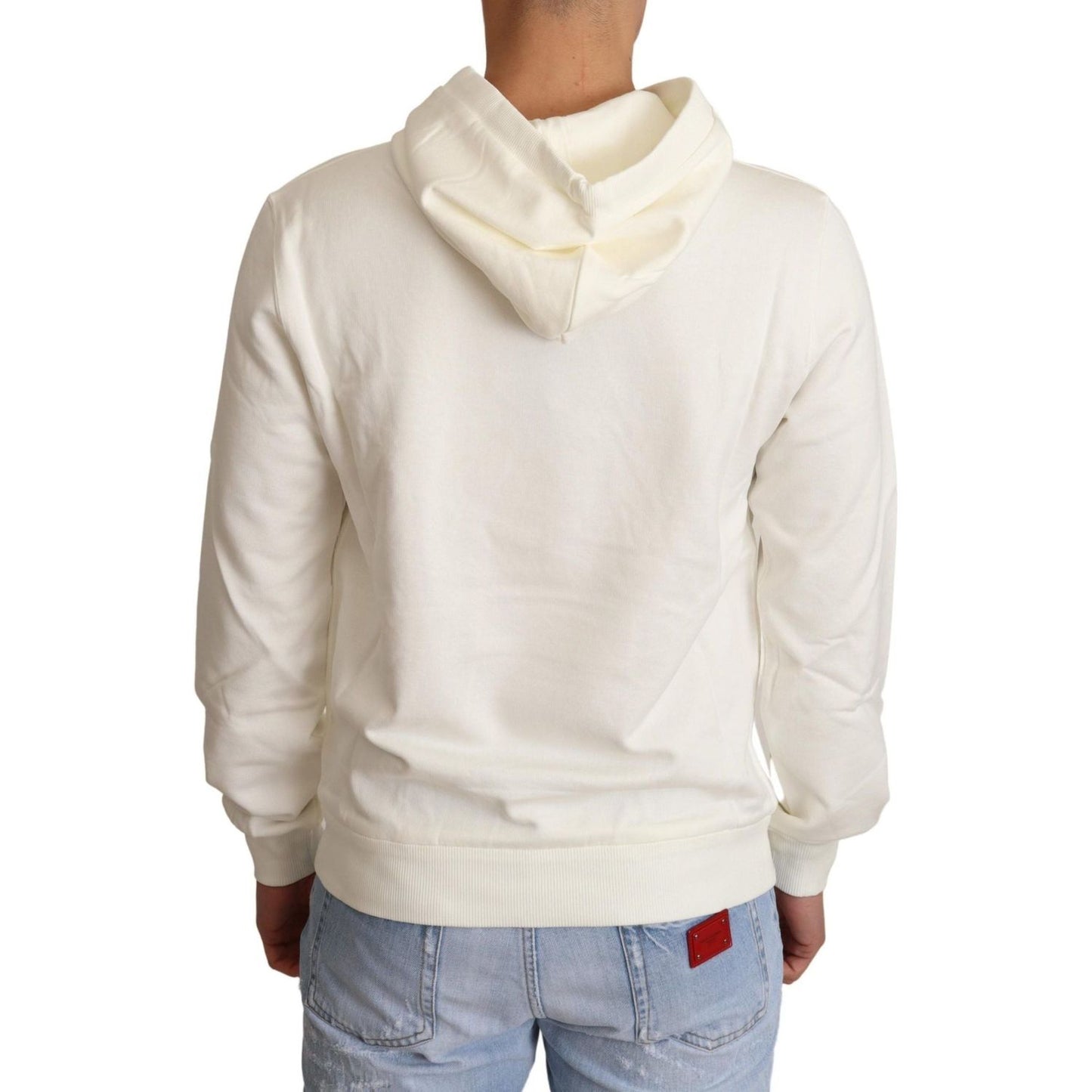 Dolce & Gabbana Regal King Motif Hooded Pullover Sweater white-king-ceasar-cotton-hooded-sweater