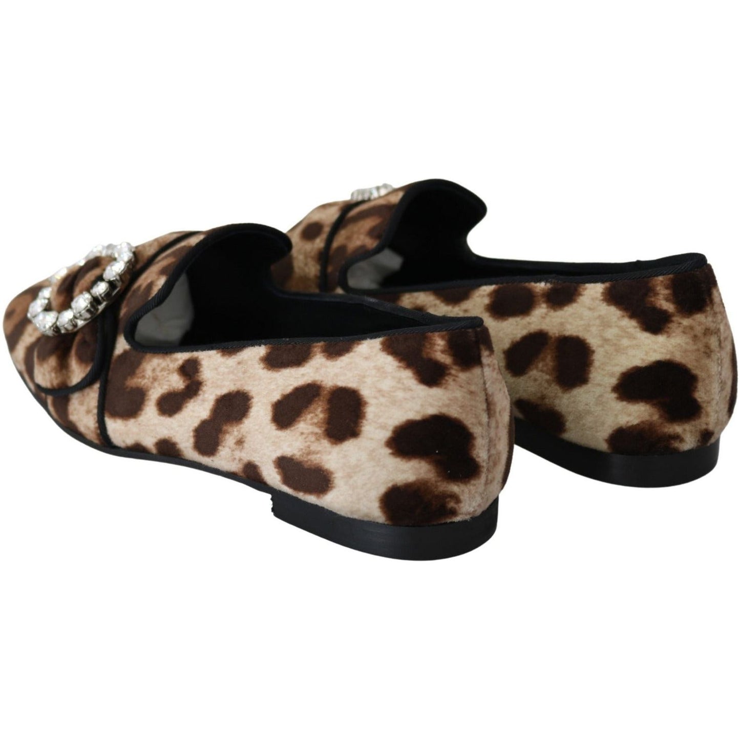 Dolce & Gabbana Leopard Print Crystal Embellished Loafers brown-leopard-print-crystals-loafers-flats-shoes