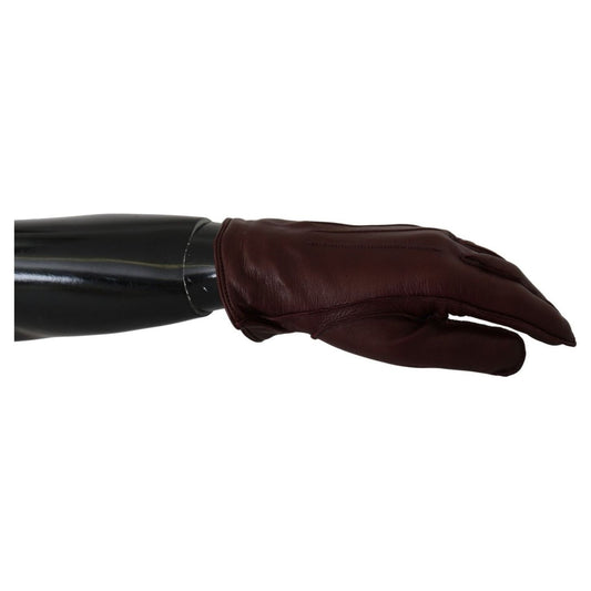 Dolce & Gabbana Elegant Maroon Wrist-Length Lambskin Gloves maroon-wrist-length-mitten-leather-gloves IMG_9981-4-49a8d8d0-ed7.jpg