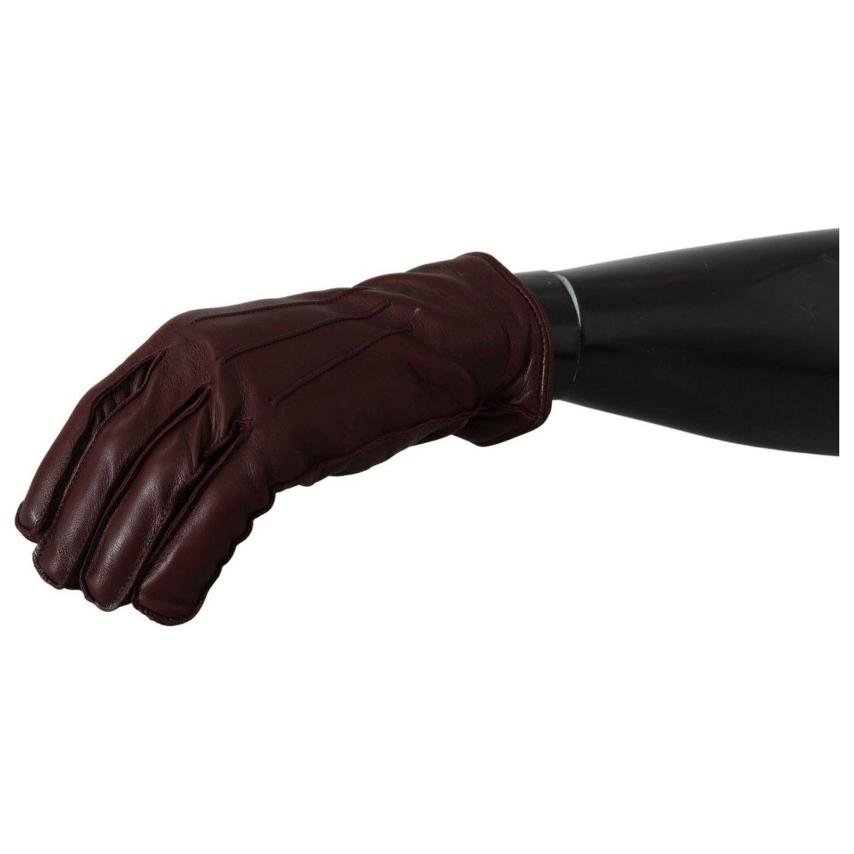 Dolce & Gabbana Elegant Maroon Wrist-Length Lambskin Gloves maroon-wrist-length-mitten-leather-gloves IMG_9982-2-67e8c4cf-57b.jpg