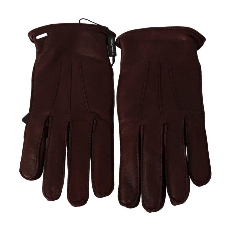 Dolce & Gabbana Elegant Maroon Wrist-Length Lambskin Gloves maroon-wrist-length-mitten-leather-gloves IMG_9984-3-d92174a9-35e.jpg