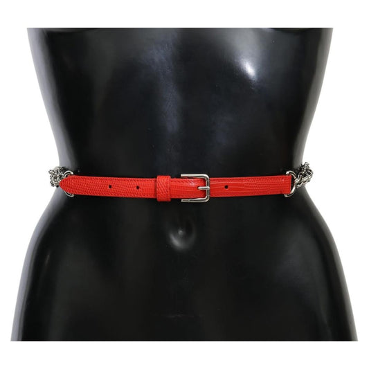Dolce & Gabbana Elegant Floral Rose Waist Belt in Vibrant Red Belt red-leather-roses-floral-silver-waist-belt