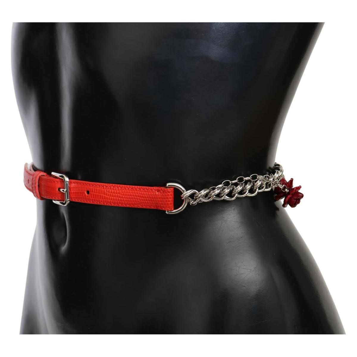 Dolce & Gabbana Elegant Floral Rose Waist Belt in Vibrant Red red-leather-roses-floral-silver-waist-belt Belt IMG_9988-66ee5f4a-2f6.jpg