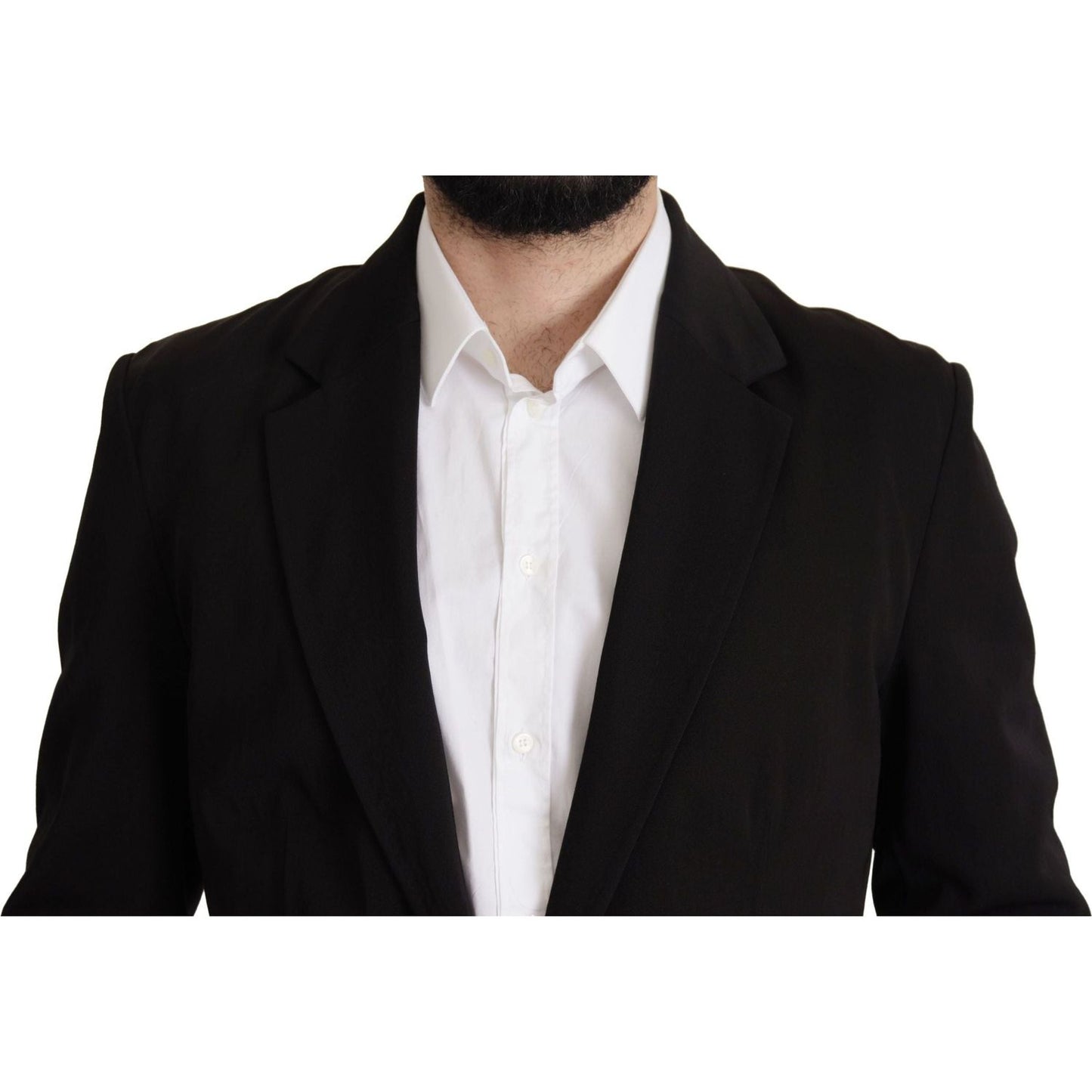Dolce & Gabbana Elegant Virgin Wool Single Breasted Jacket black-wool-single-breasted-coat-blazer