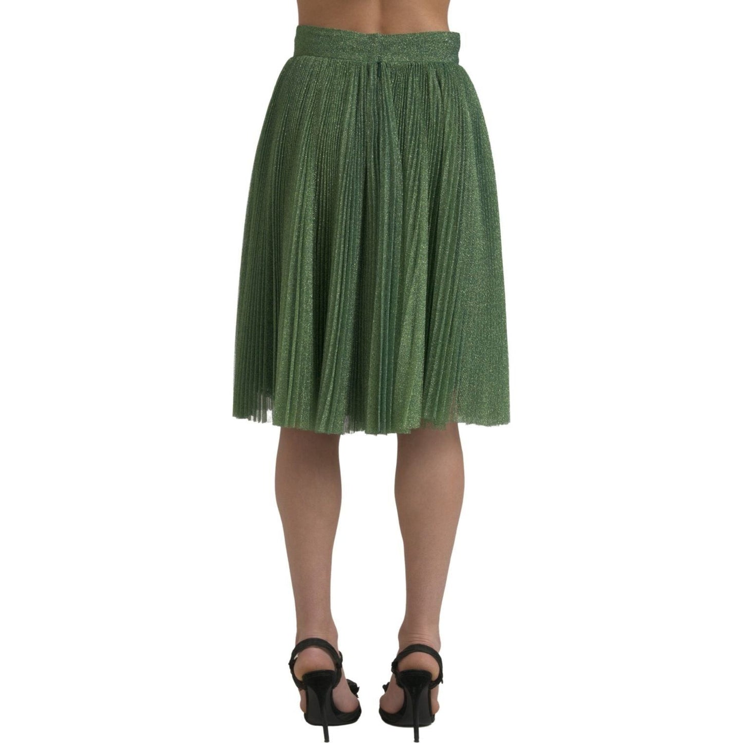 Dolce & Gabbana Enchanting Metallic Green Pleated A-Line Skirt metallic-green-high-waist-a-line-pleated-skirt-1