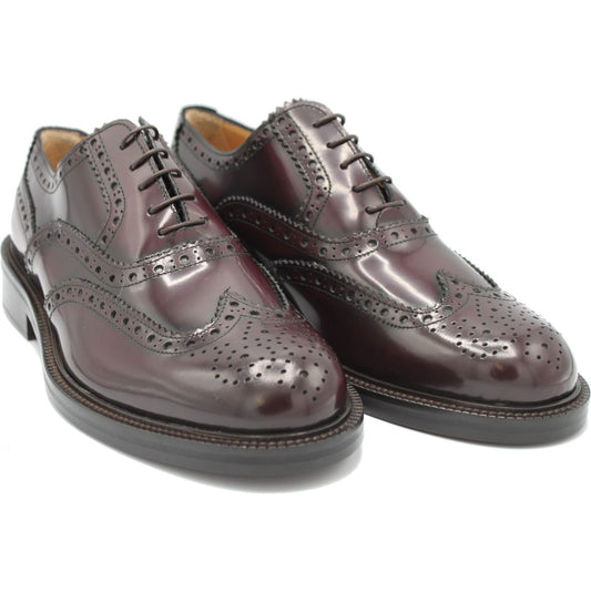 Saxone of Scotland | Bordeaux Spazzolato Leather Mens Laced Full Brogue Shoes | McRichard Designer Brands