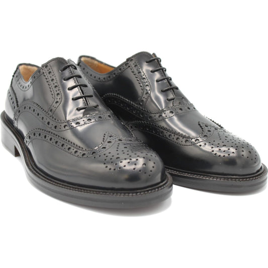 Saxone of Scotland Elegant Black Calf Leather Formal Shoes black-spazzolato-leather-mens-laced-full-brogue-shoes