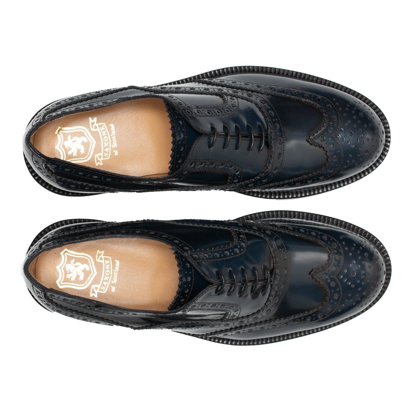 Saxone of Scotland Elegant Blue Leather Brogue Shoes blue-spazzolato-leather-mens-laced-full-brogue-shoes