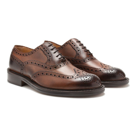 Saxone of Scotland Authentic Full Brogue Leather Dress Shoes natural-brown-leather-mens-laced-full-brogue-shoes