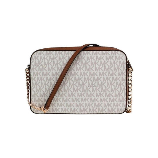 Michael Kors | Jet Set Large East West Saffiano Leather Crossbody Bag Handbag (Vanilla Signature)| McRichard Designer Brands   