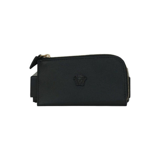 Versace Smooth Leather Matte Medusa Head Organizer Zip Card Case Wallet Black smooth-leather-matte-medusa-head-organizer-zip-card-case-wallet-black