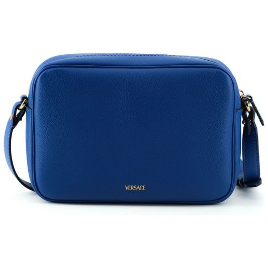 Versace Elegant Blue Calf Leather Camera Case Bag WOMAN SHOULDER BAGS blue-calf-leather-camera-shoulder-bag