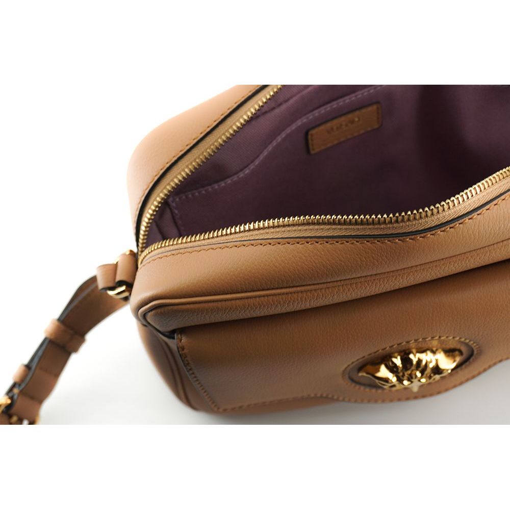 Versace Elegant Brown Leather Camera Case Shoulder Bag Crossbody Bag brown-calf-leather-camera-shoulder-bag