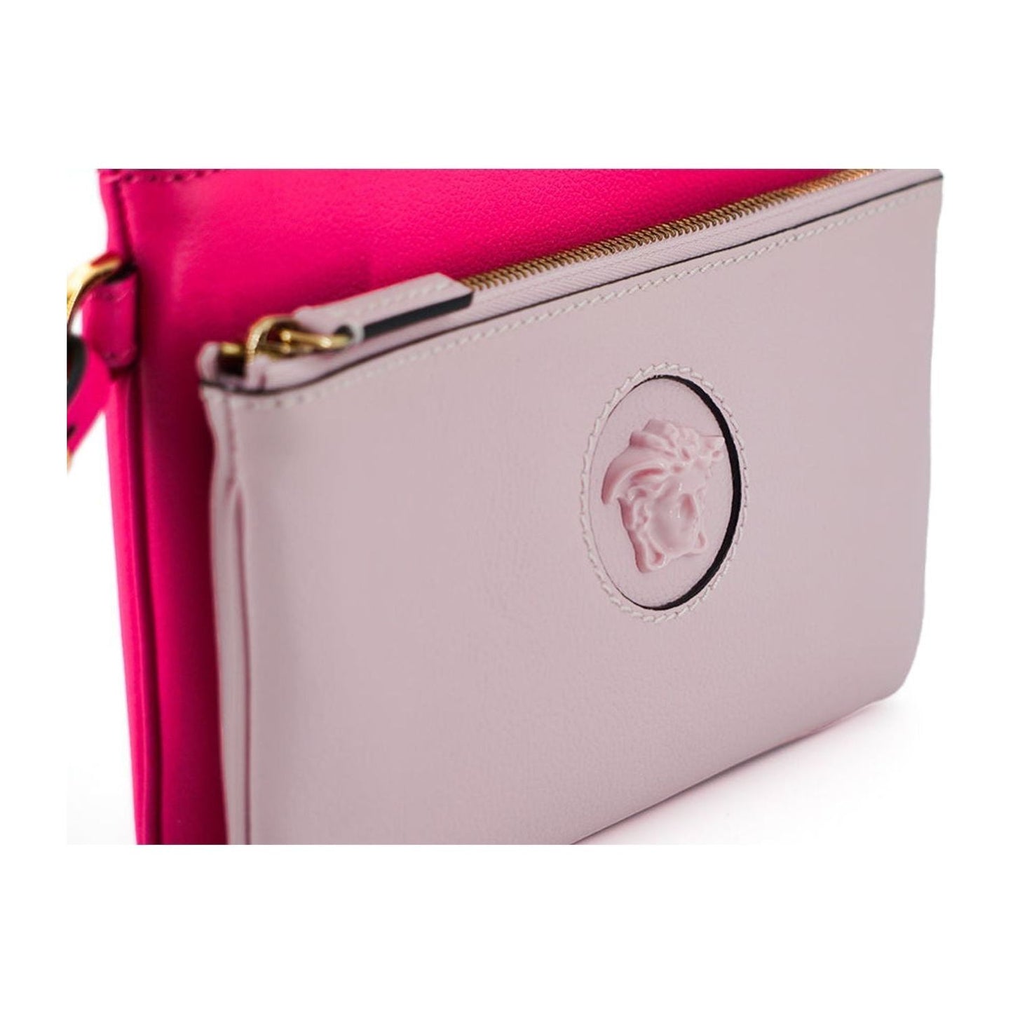 Versace Elegant Pink Leather Pouch Clutch pink-calf-leather-pouch-bag