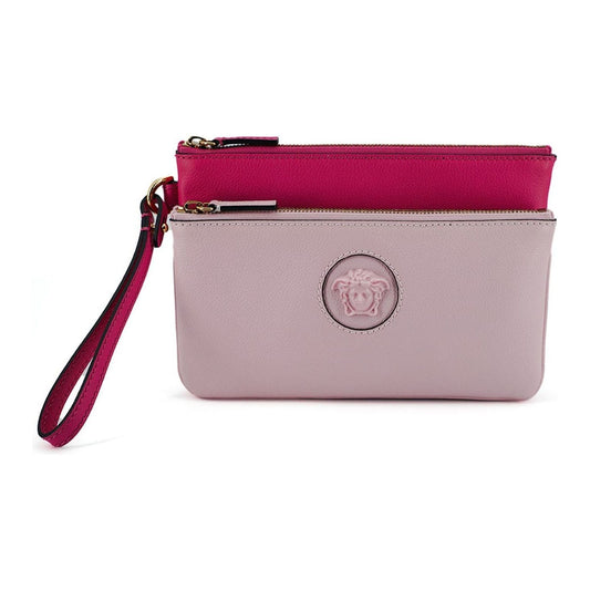 Versace Elegant Pink Leather Pouch Clutch pink-calf-leather-pouch-bag