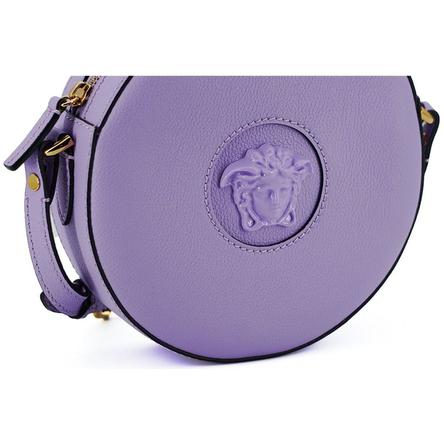 Versace Elegant Purple Round Shoulder Bag WOMAN SHOULDER BAGS purple-calf-leather-round-disco-shoulder-bag