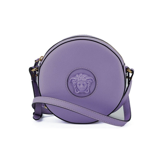 Versace Elegant Purple Round Shoulder Bag WOMAN SHOULDER BAGS purple-calf-leather-round-disco-shoulder-bag