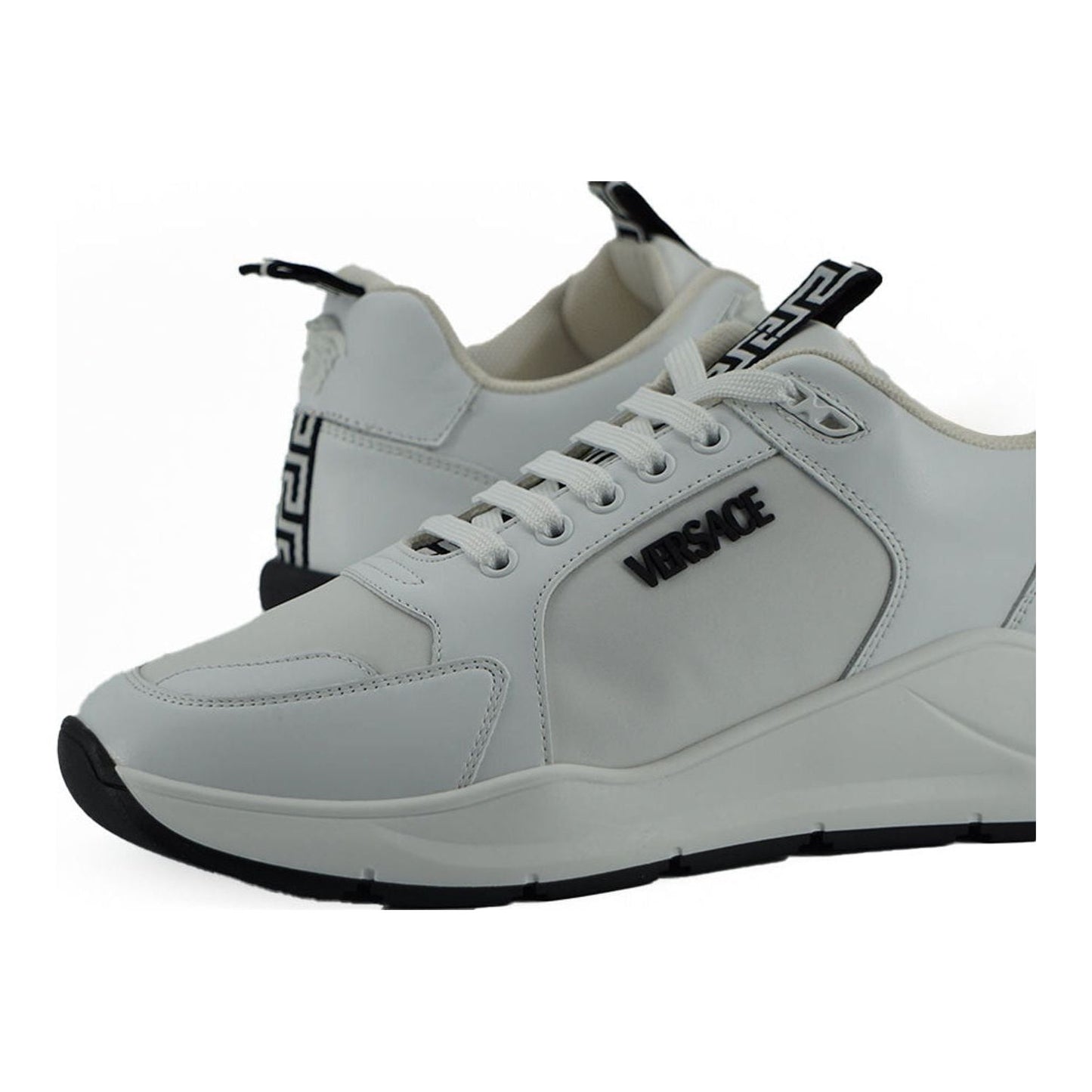 Versace Sleek White Calf Leather Sneakers white-calf-leather-sneakers