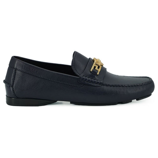 Versace Elegant Navy Blue Calf Leather Loafers navy-blue-calf-leather-loafers-shoes