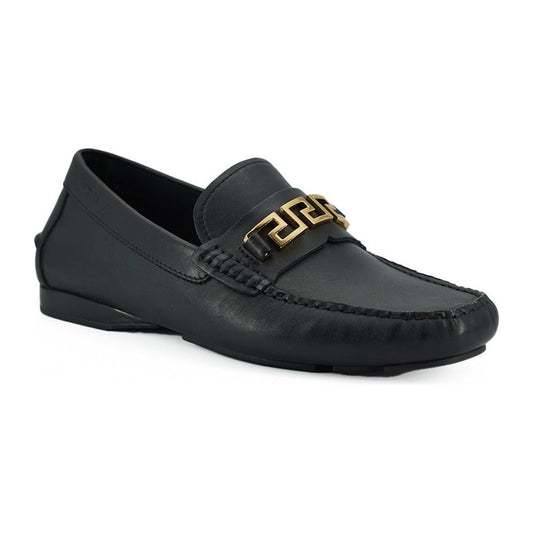 Versace Elegant Black Calf Leather Men's Loafers black-calf-leather-loafers-shoes
