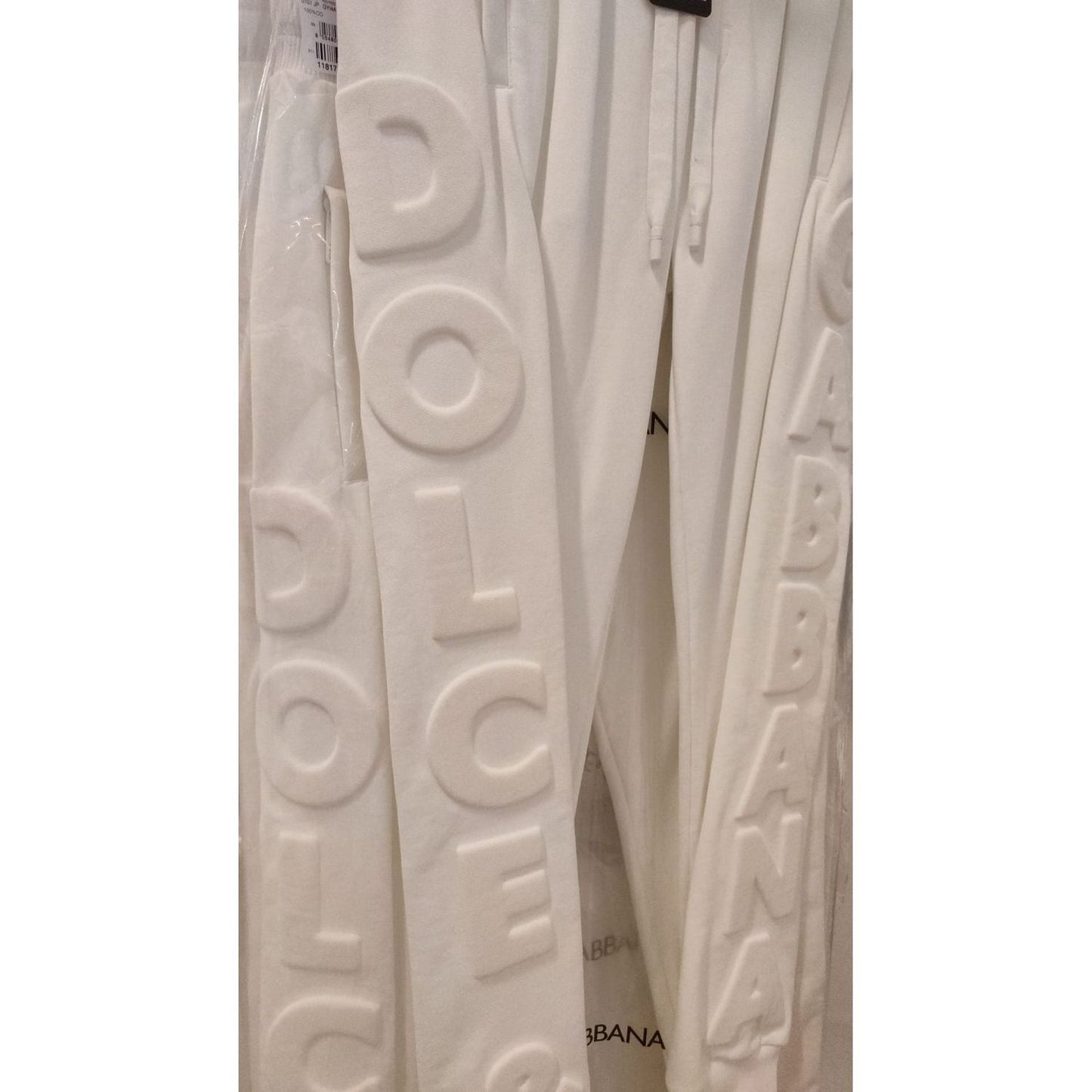 Dolce & Gabbana Elegant White Cotton Sweatpants white-sport-logo-cotton-sweatpants-trousers-pants