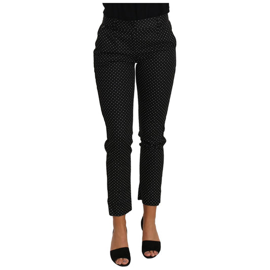 Dolce & Gabbana Elegant Polka Dot Cropped Trousers Jeans & Pants black-dress-polka-dot-cropped-straight-pants