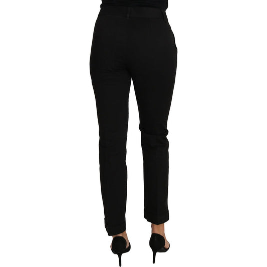 Dolce & Gabbana Elegant Black Cotton Dress Pants black-dress-cropped-straight-straight-pants