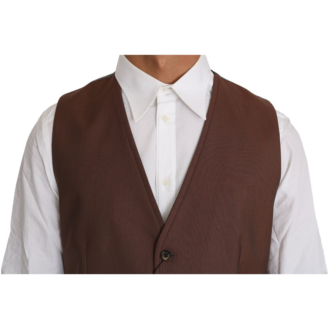 Dolce & Gabbana Sleek Bronze & Gray Formal Vest Slim Fit brown-wool-silk-waistcoat-vest a-1689.jpg