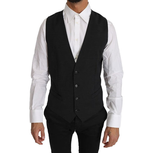 Dolce & Gabbana Elegant Slim Fit Gray Wool Vest gray-solid-100-wool-waistcoat-vest