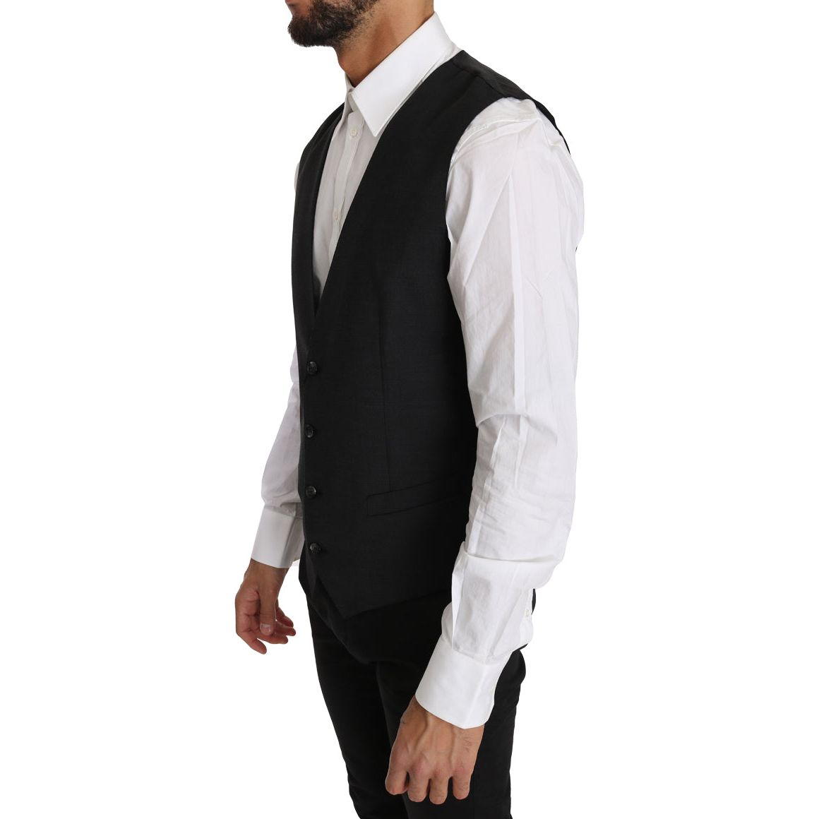 Dolce & Gabbana Elegant Slim Fit Gray Wool Vest gray-solid-100-wool-waistcoat-vest